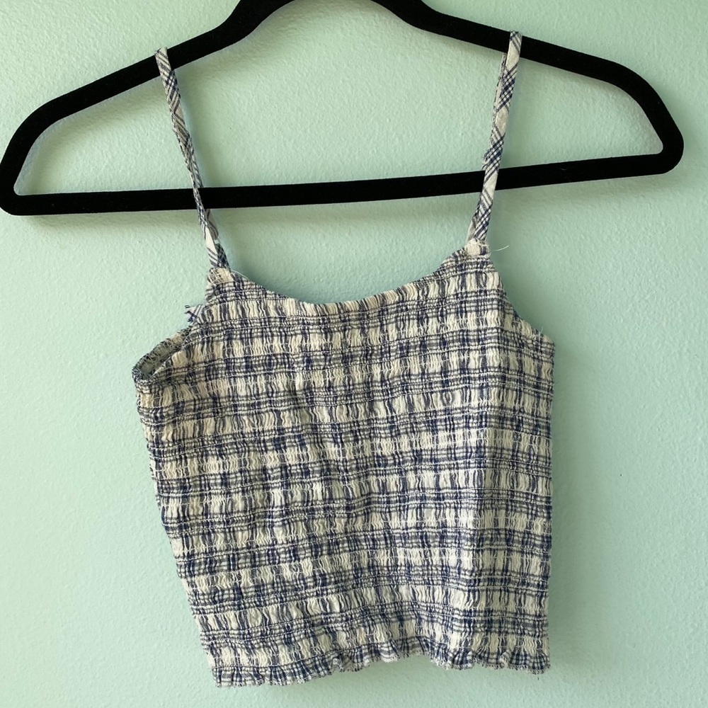 Blue Plaid Gingham Crop Top